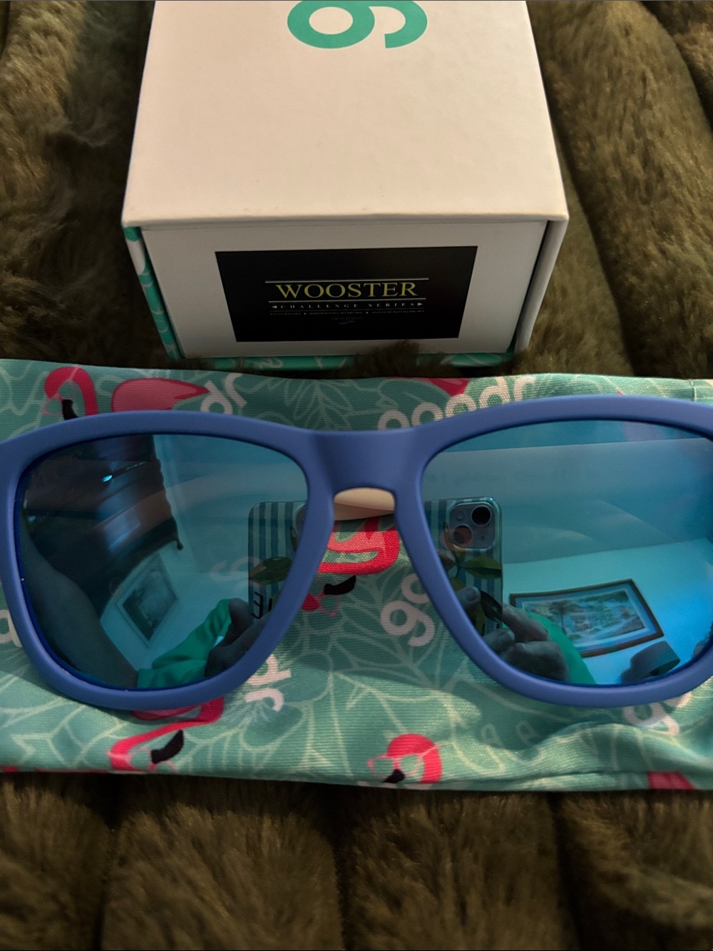 Oster Blue Frame Sunglasses with Blue Mirrored Lenses